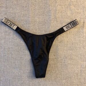 Victoria's Secret Rhinestone Black Thong